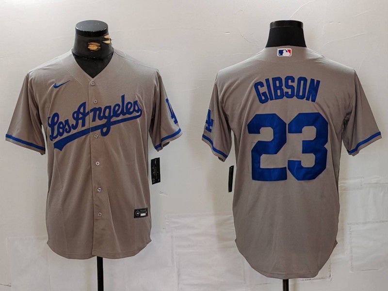 Men Los Angeles Dodgers 23 Gibson Grey Nike Game 2024 MLB Jersey style 1